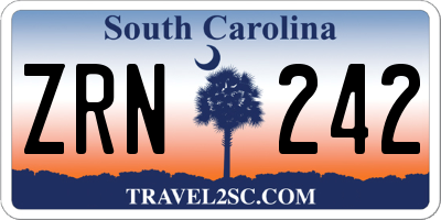 SC license plate ZRN242
