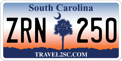 SC license plate ZRN250