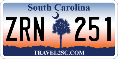 SC license plate ZRN251