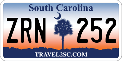 SC license plate ZRN252