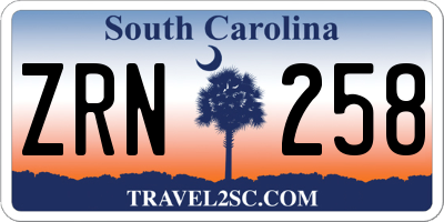 SC license plate ZRN258