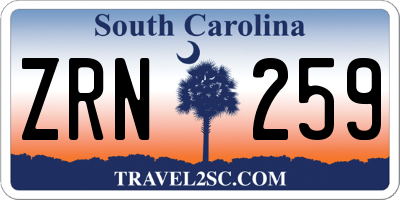 SC license plate ZRN259
