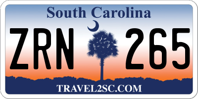 SC license plate ZRN265