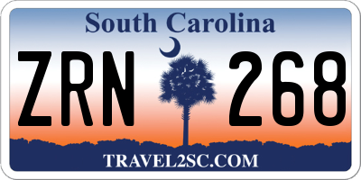 SC license plate ZRN268