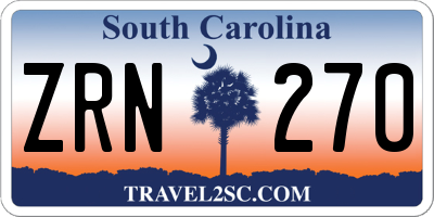SC license plate ZRN270
