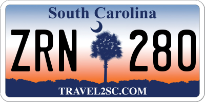 SC license plate ZRN280