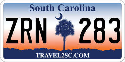 SC license plate ZRN283