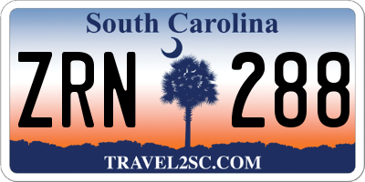 SC license plate ZRN288