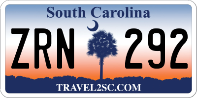 SC license plate ZRN292