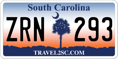 SC license plate ZRN293