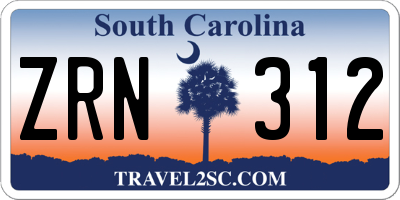 SC license plate ZRN312