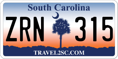 SC license plate ZRN315