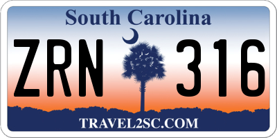SC license plate ZRN316