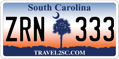 SC license plate ZRN333