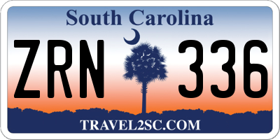 SC license plate ZRN336