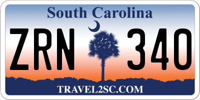 SC license plate ZRN340