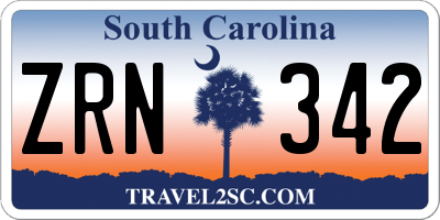 SC license plate ZRN342