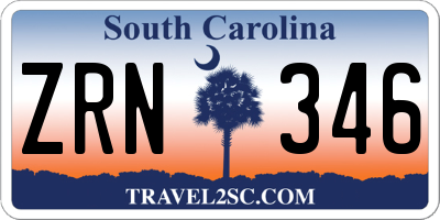 SC license plate ZRN346