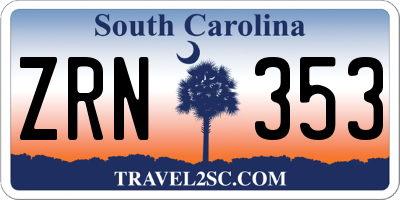 SC license plate ZRN353