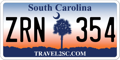SC license plate ZRN354