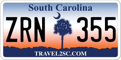 SC license plate ZRN355