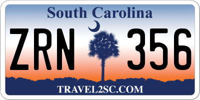 SC license plate ZRN356