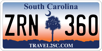 SC license plate ZRN360