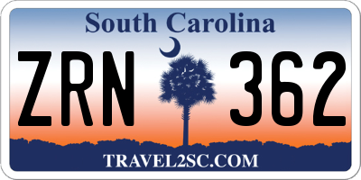 SC license plate ZRN362