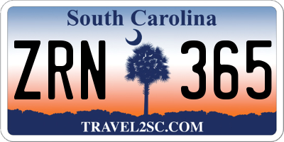 SC license plate ZRN365