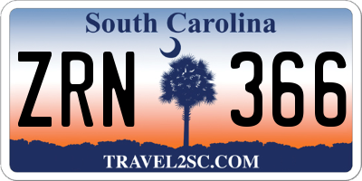SC license plate ZRN366