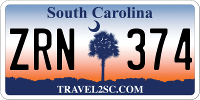 SC license plate ZRN374