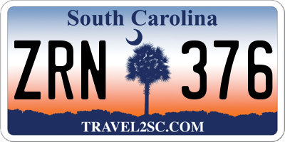 SC license plate ZRN376