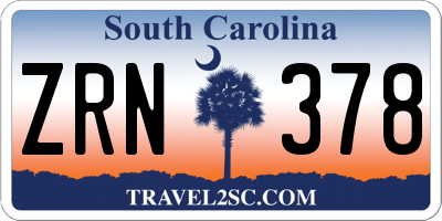 SC license plate ZRN378