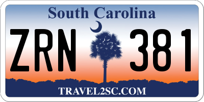 SC license plate ZRN381