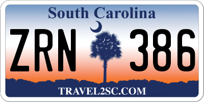 SC license plate ZRN386