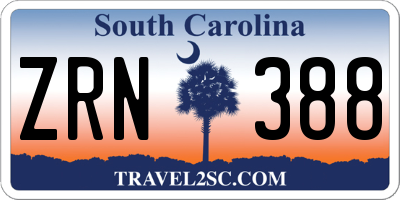 SC license plate ZRN388