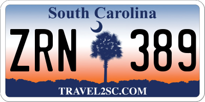 SC license plate ZRN389