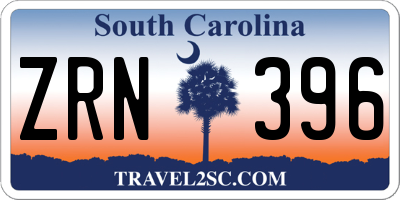 SC license plate ZRN396