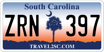 SC license plate ZRN397