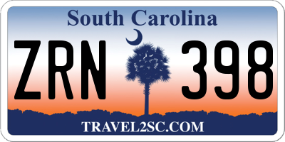 SC license plate ZRN398