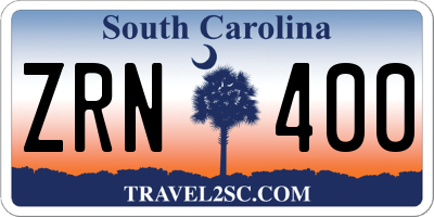SC license plate ZRN400