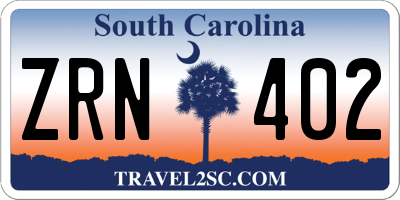 SC license plate ZRN402