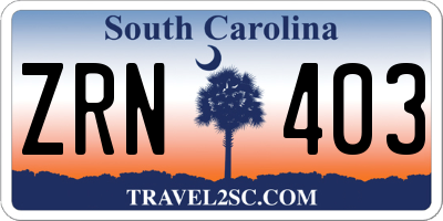 SC license plate ZRN403