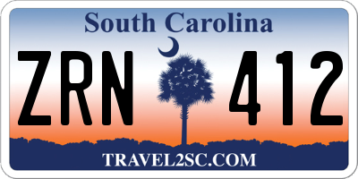 SC license plate ZRN412
