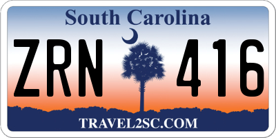 SC license plate ZRN416