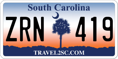 SC license plate ZRN419