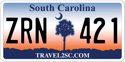 SC license plate ZRN421