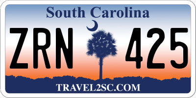 SC license plate ZRN425