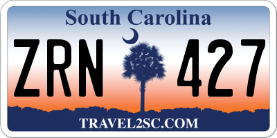 SC license plate ZRN427