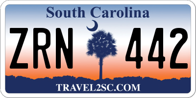 SC license plate ZRN442